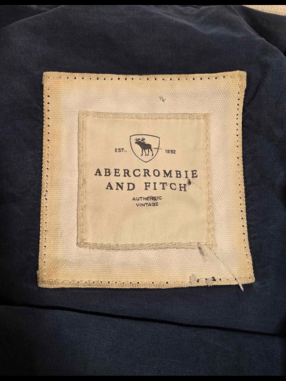 Vintage Abercrombie & Fitch Navy Tote with Cream Handles - Picture 2 of 2